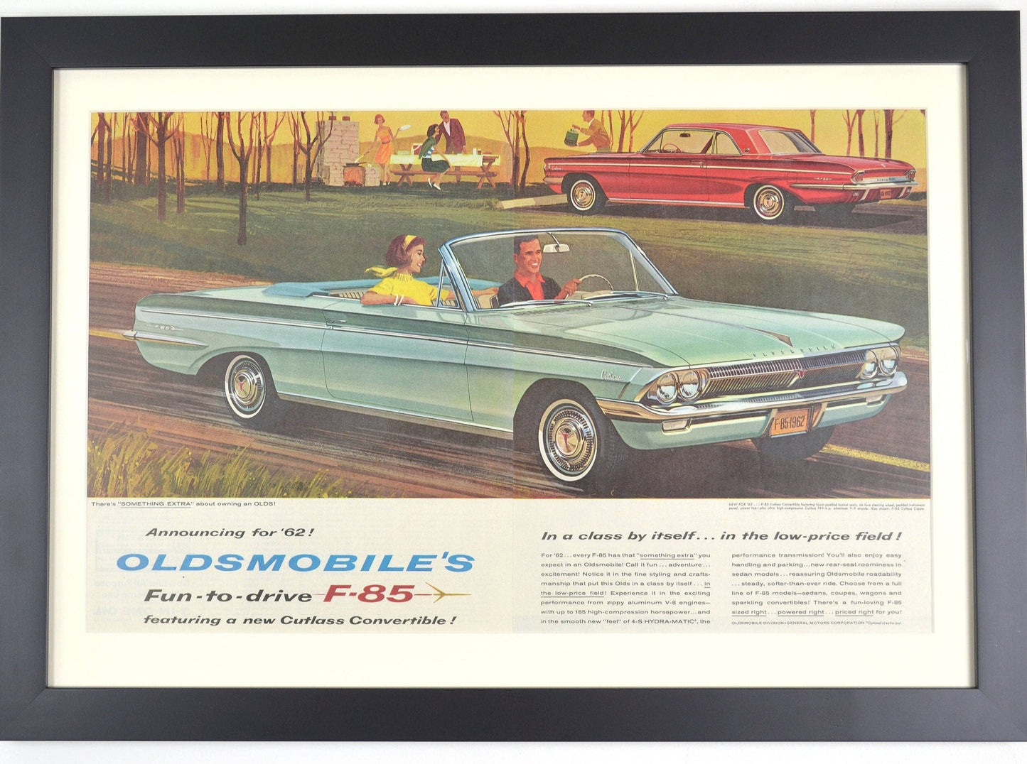 Oldsmobile Cutlass convertible classic car wall art, framed