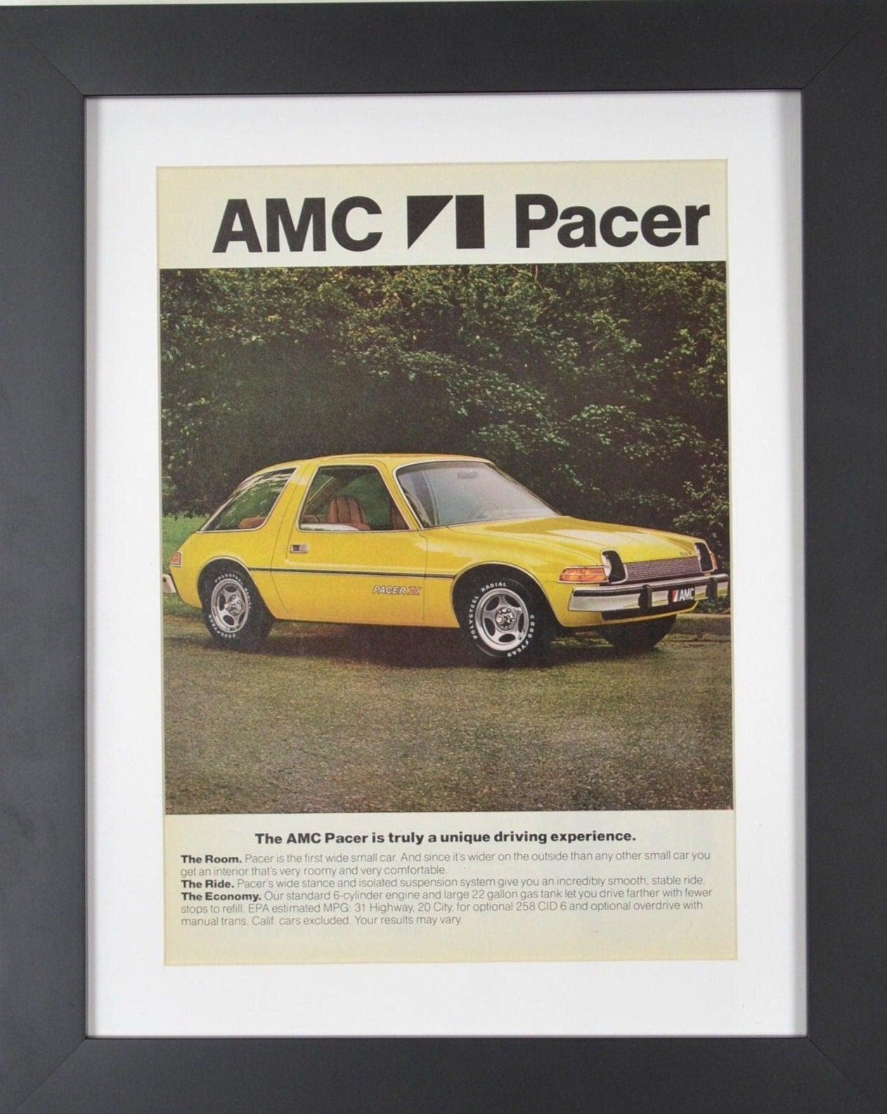 American Motors Pacer X automotive print ad, Framed