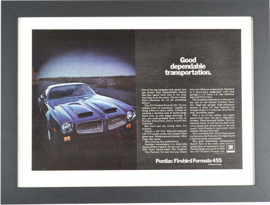 1972 Pontiac Firebird Formula 455 Vintage Ad