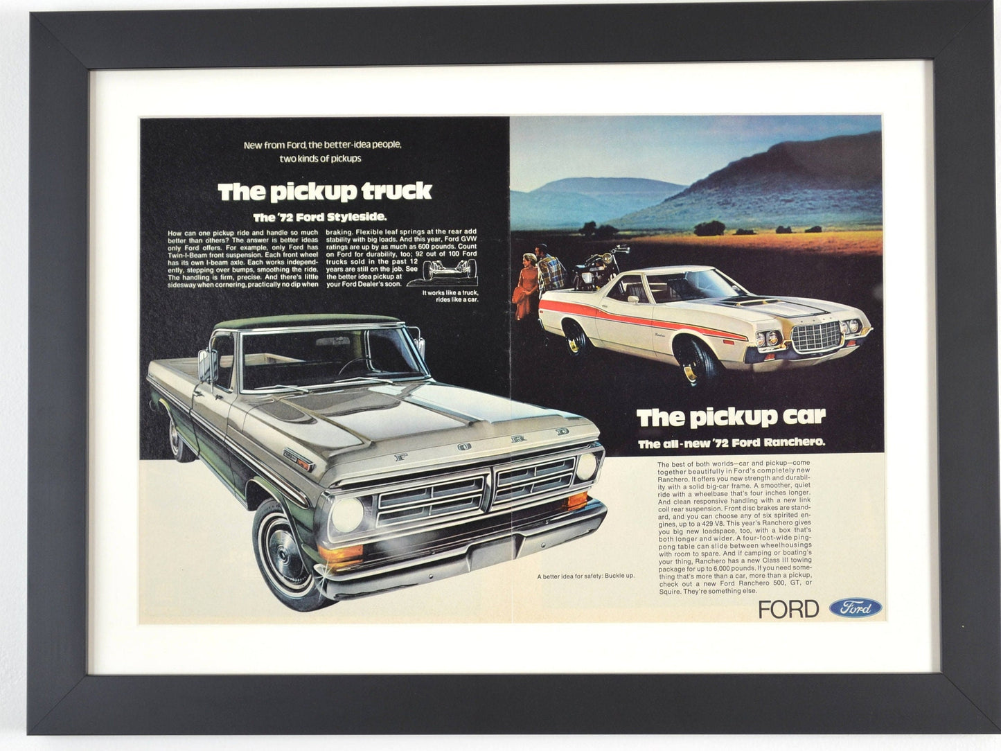 Ford Ranchero truck  print ad, Framed classic truck wall art