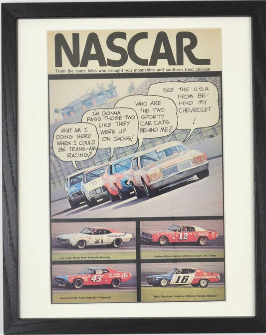 Vintage NASCAR Race Car Wall Art, framed