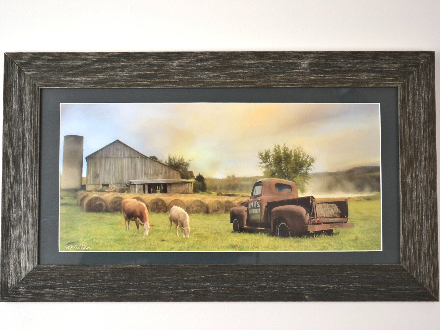 Framed Vintage Farm Truck Landscape